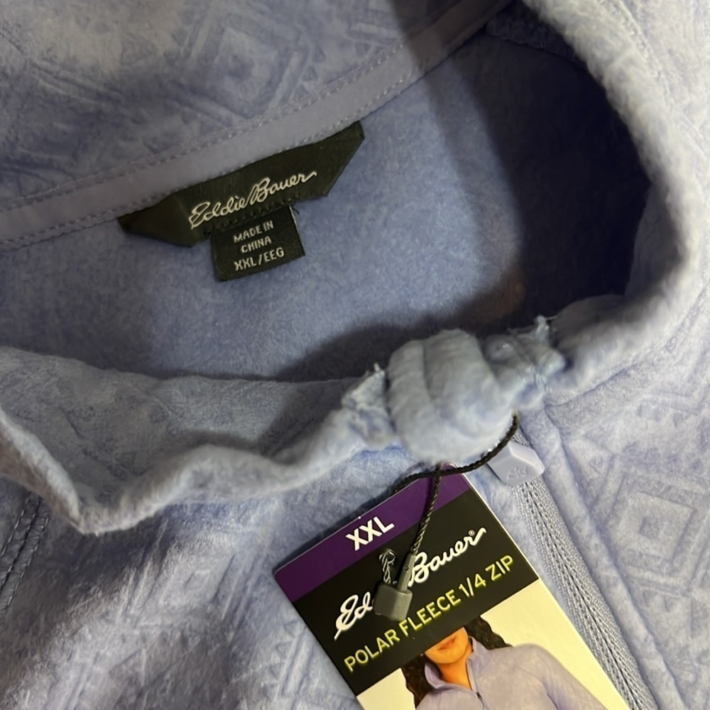 Eddie Bauer Polar Fleece Quarter Zip Embossed Geo Pale Iris NWT Sz XXL - Picture 3 of 9